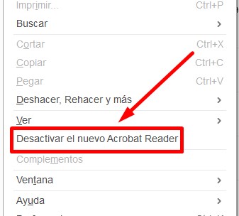 Adobe Acrobat desactivar
